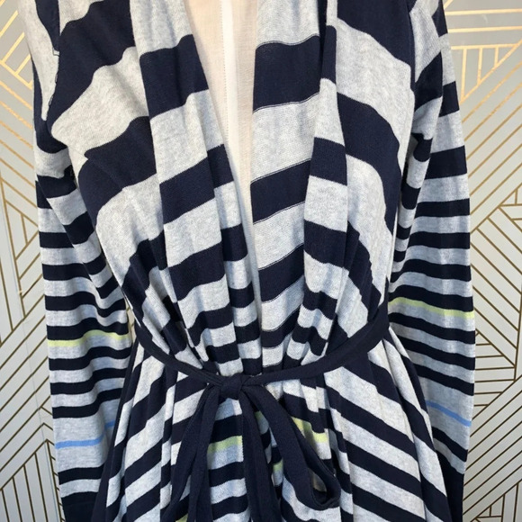 Anthropologie Moth Waterfall Sweater Cardigan Striped Tie Gray Blue Size XS‎ - Picture 3 of 8